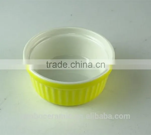 Bulk Stock Yellow Glazed Stoneware Ceramic Porcelain Ramekin for Cake Soup photo-2