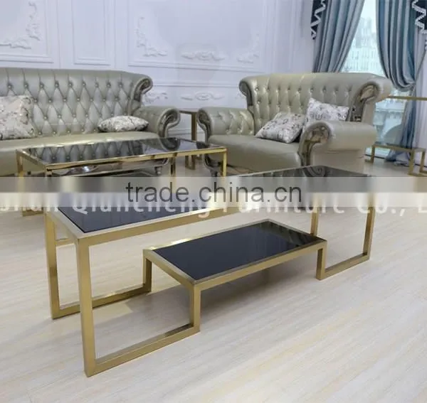 Eurpean Style Stainless Steel Golden Glass tv Stand photo-6