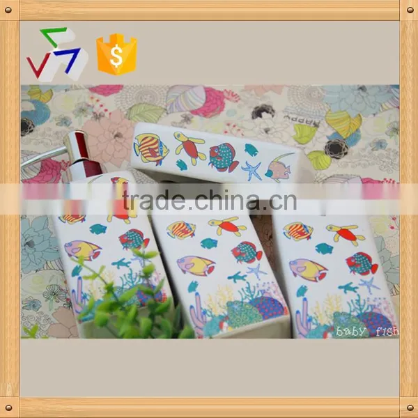Colorful Funny Decoration Children Ceramic Bathroom Accessories Set photo-2