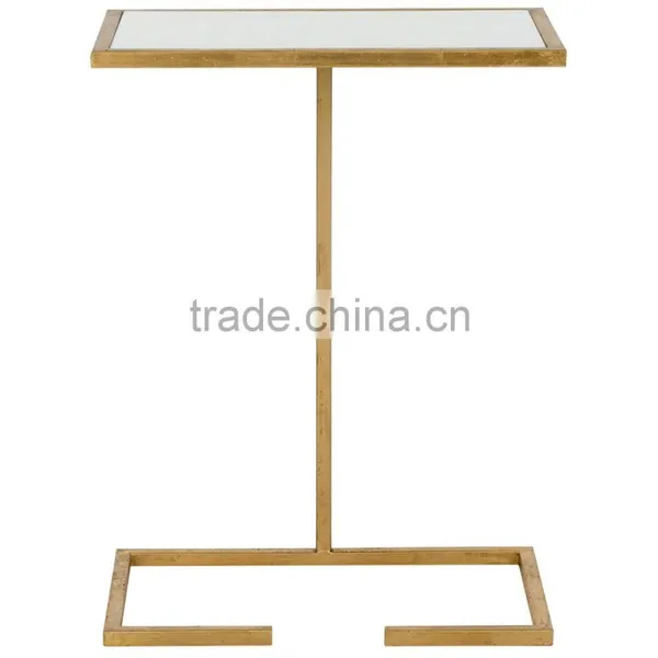 Simple Design Iron Black Color Metal End Table With Glass Top for Living Room High Grade Quality photo-3