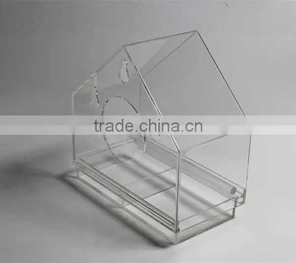 2017 Eco-friendly Factory Wholesale Custom Acrylic Window Bird Feeder, Transparent Hanging Wild Bird Feeder photo-4