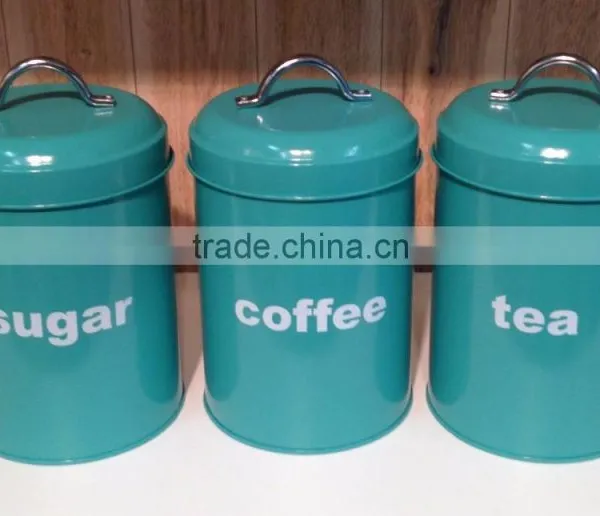 New Customized Pattern Kitchen Metal Caddy Tea Sugar Coffee Canister Jar With Bamboo Lid photo-4