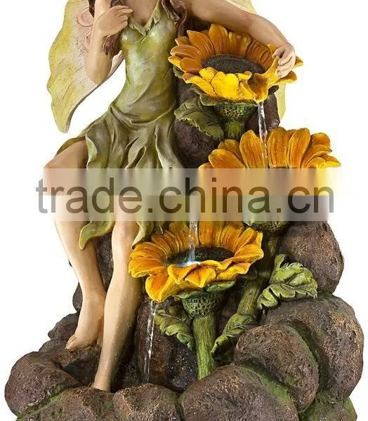Garden Fairy With Sunflowers Handmade Fairy Garden Water Fountain photo-3