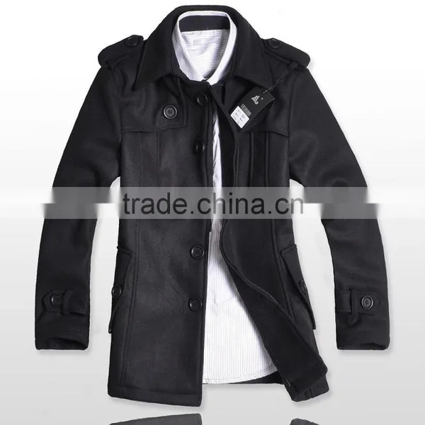 Man Slim Fit Long Style Wool Blend Jacket 2015 photo-5