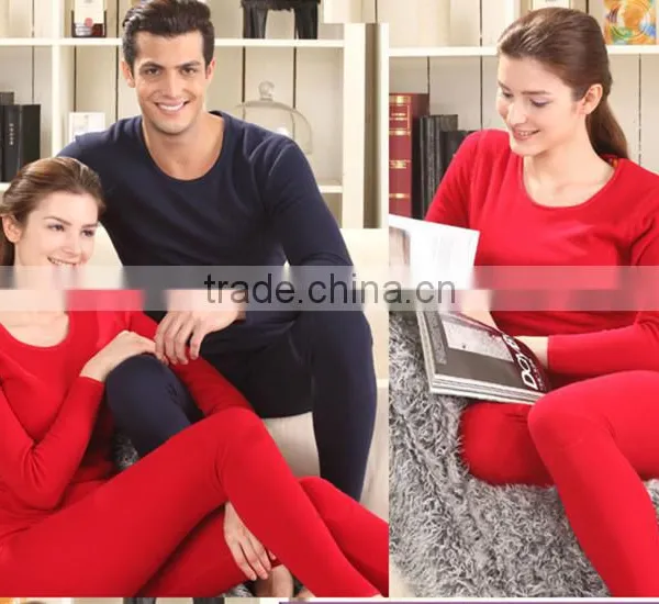 Custom Hot 2014 Women Men's Thermal Underwear Thickening Velet Fleece Warm Body Suit Couples O-neck Winter Long Johns Top+pant s photo-3