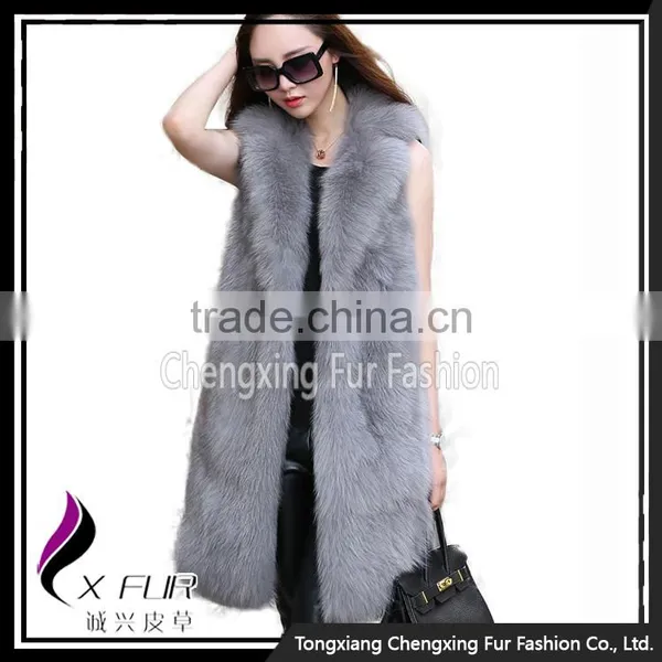 CX-G-B-17B China Supplier Fashion Women Fashion Fox Fur Long Fur Vest photo-6