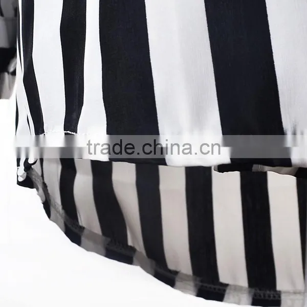 Newest Best Summer Designs Elegant Blouses for Lady Fashion Shirt Blouses for Women Stripe Fashion Blouses 2015 photo-5