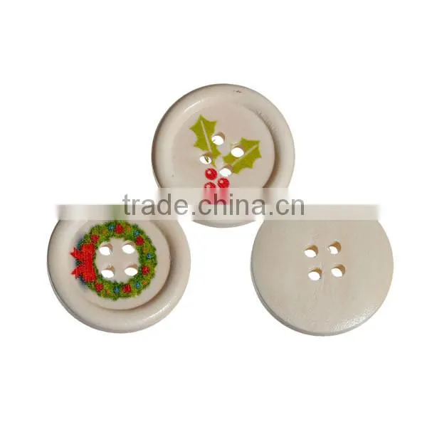 Wood Sewing Buttons Scrapbooking 4 Holes Round Multicolor Christmas Pattern photo-3