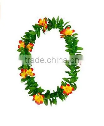 Hawaii Flower Necklaces Hula Lei Garland For Party Dance Plumeria Flower Lei Leaf Shape photo-4