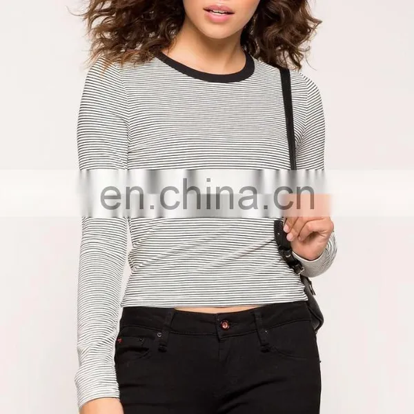 2017 New Fashion Custom Wholesale Long Sleeve Striped t Shirt for Women photo-4