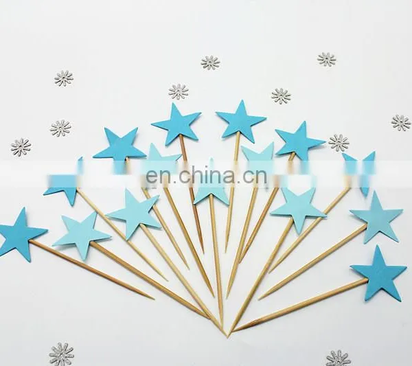 Blue Stars Cupcake Topper Birthday Party Cake Decorations photo-3
