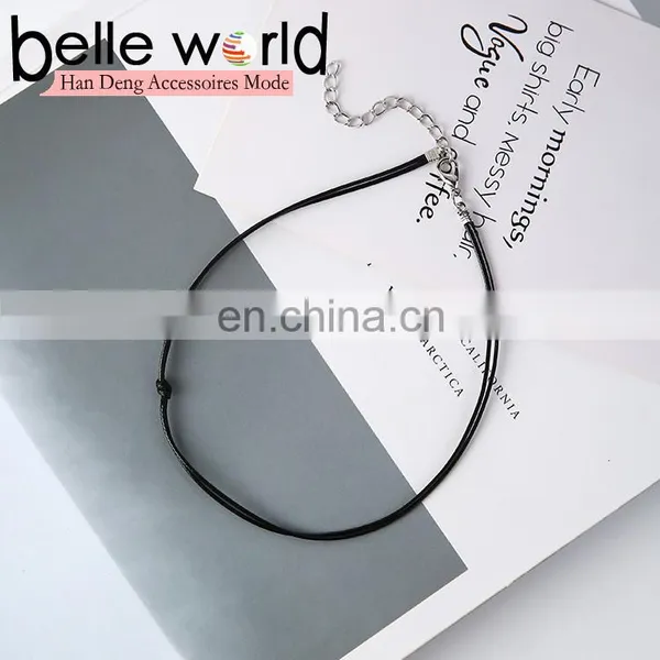 Fashion Simple Chocker Necklaces Black Leather Knot Thin Choker Necklace photo-6