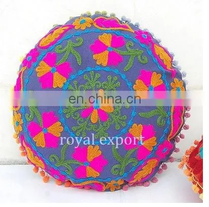 Mexican Fashion Multi Hand Embroidery Round Cushion Covers