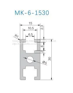 MK-6-1530 1530 Industrial Aluminum Profile 6mm T Slot Black Anodized for 3D Printer Factory Price photo-2