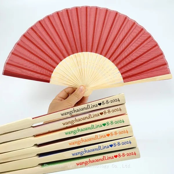 High Quality Personalized Custom Printing Wedding Bamboo Round Folding Hand Fan photo-4