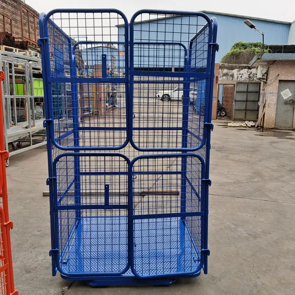 Logistics Trolley, Foldable Steel Roll Cage Trolley for Warehouse Material Handling, Customizable Rolling Container