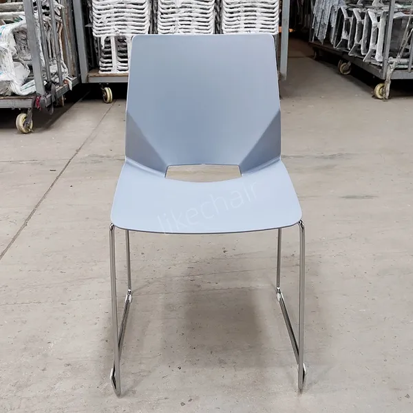 Stackable Plastic Durable Office Meeting Conference Training Chairs With Chrome Sled Base