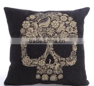 Soft Linen Cotton Material Pillow Case for Car Sofa Home Decor Customized Cushion Cover Case Skull Printed photo-5