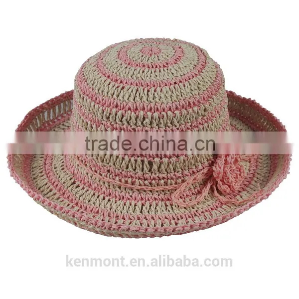 Fashion Ladies Summer Promotional Cheap Beach Hat Paper Straw Hat photo-4
