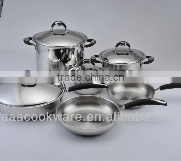 10pcs 18/8 Stainless Steel Silicone Handle Apple Shape Kitchenware Sets With Colorful Silicone Glass Lid