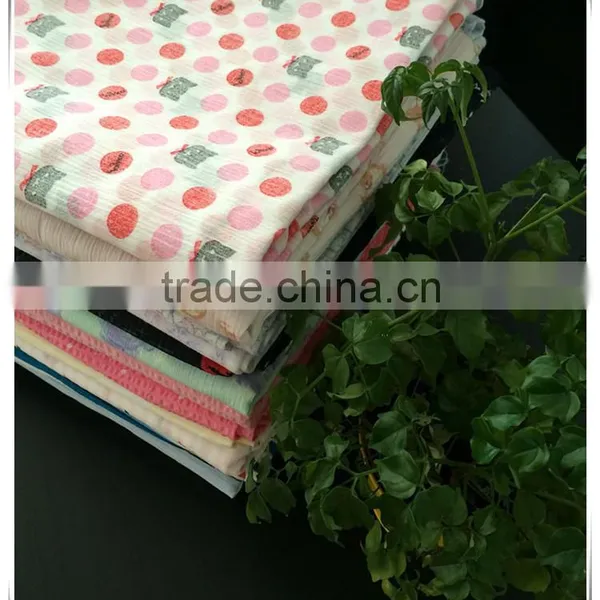 Printed Seersucker Polyester Cotton Rayon Blend Fabric for Women's Clothing photo-4