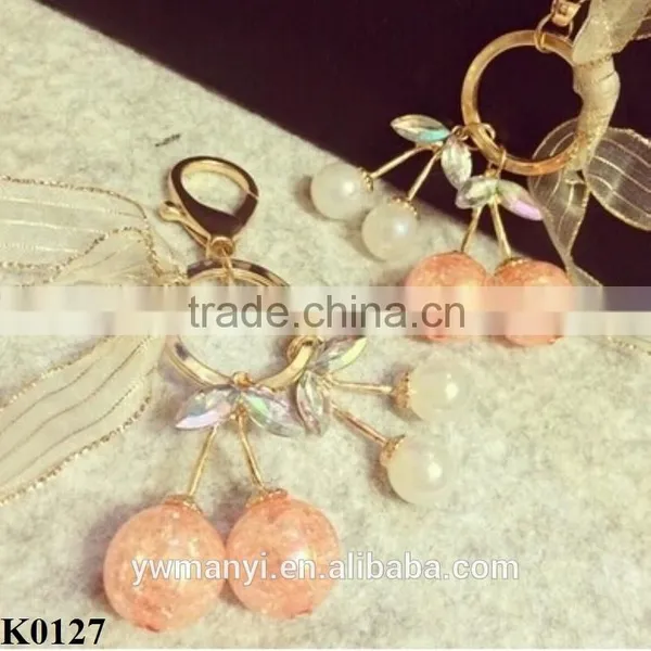Wholesale Creative Lovely Cherry Keychain Metal Keychain Gemstone Keychain K0127 photo-2