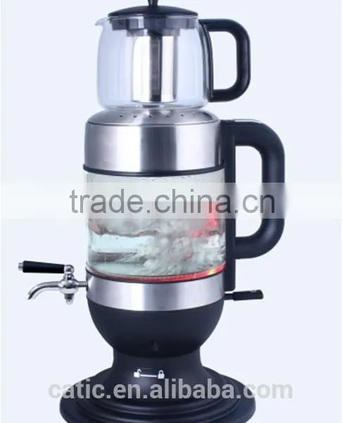 2.5L Keep Warm Electric Turkish Glass Samovar And Kettle Set