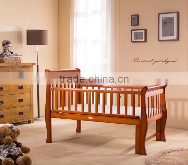 Multipurposes Wooden Baby Crib With Wheels Solid Wood Baby Cribs photo-5