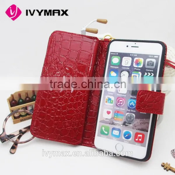 Free Samples Alligator Pattern PU Leather Flip Cover Wallet Case With Smart Texture Finish For Iphone 6 photo-4
