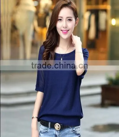 Fashion Women Knitted T-shirt With Breathable photo-3