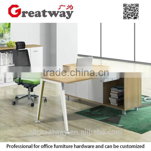 2016 Simple Design Modern Office Mesa /desk With Strong Wood Frame Executive Table Tempered Glass Office Furniture(QE-40L-2) photo-3