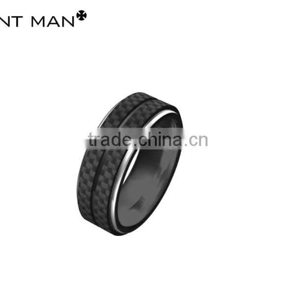 Wholesales 8mm Titanium Rings Black Wedding Band for Men Carbon Fiber Titanium Ring Engagement Ring photo-3