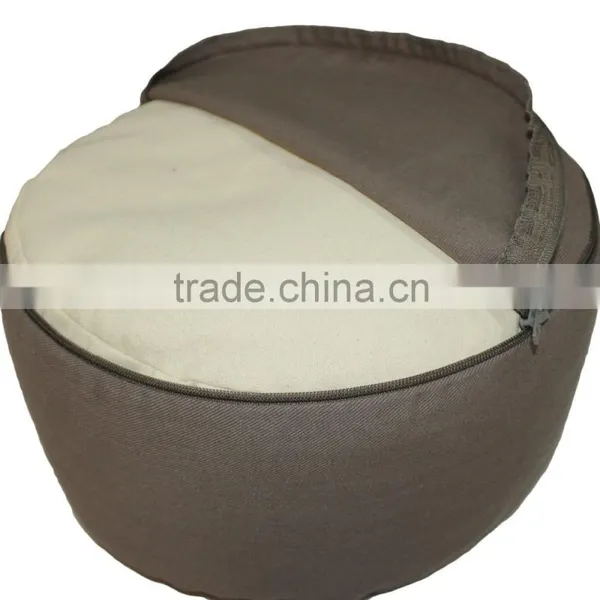 Tall Meditation Zafu Cushion in Natural Cotton Fabric photo-4