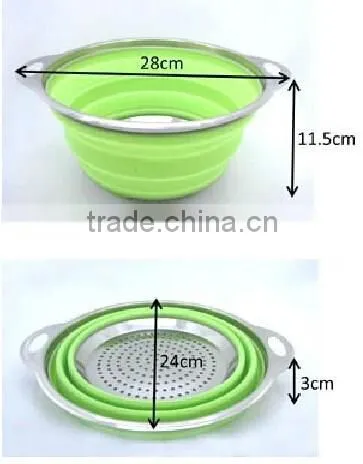 Amazon Popular Selling Stainless Steel Filter Collapsable Silicone Colander photo-2