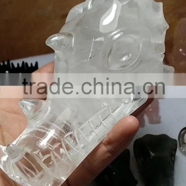 Natural Rock Transparent Crystal Dragon Skull for Decoration photo-3