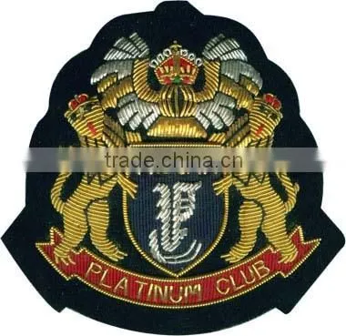 Hand Embroidery Golden & Silver Bullion Wire Badge