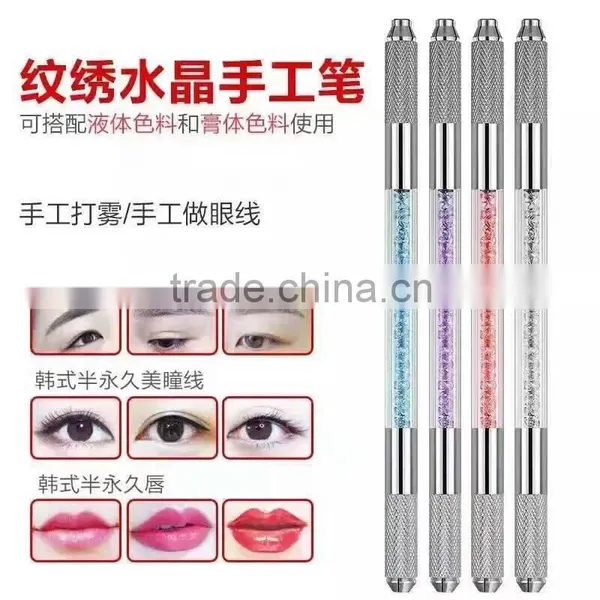 White Pink Purple Crystal Diamond Manual Microblading Pen,3D Eyebrow Embroidery Hand Tools photo-3
