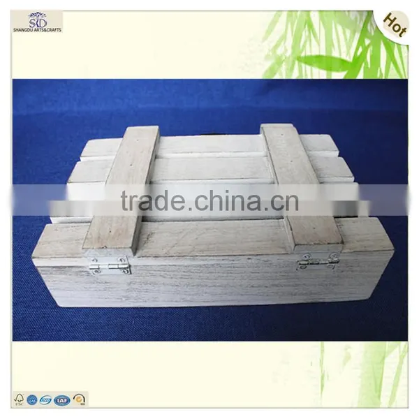 Recyclable Plate Lid Antique Rustic Cuboid Paulownia Wooden Box photo-4