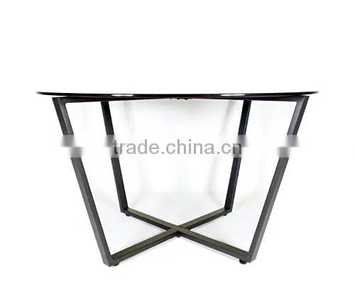 Made in China Metal Type Living Room Furniture Round Shape Glass Top Table With Folding Metal Frames photo-2
