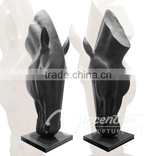 Art Deco High Quality Resin Craft Fiberglass Head Horse Statue photo-3