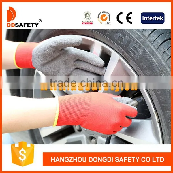 13G Grey Nylon Polyester Knitted Gloves With Red Foam Latex Coated on Palm Working Safety Gloves photo-2