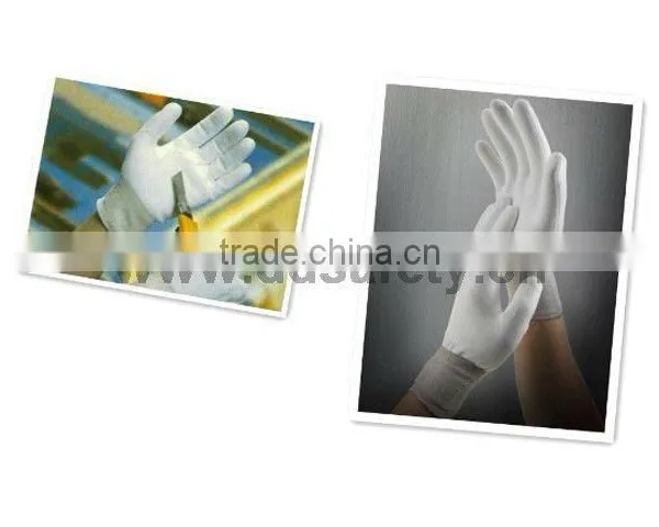 DDSAFETY 13 Gauge White Nylon Liner Knit Wrist Glove White PU Coated White Nylon Glove photo-5