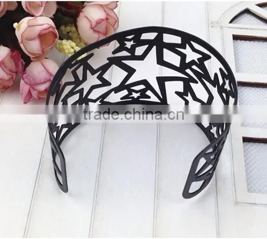 Personality High Quality Iron Stars Hollow Black Bangle Jewelry Manufacture photo-6