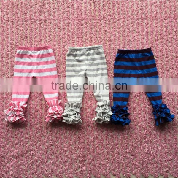 100% Cotton Baby Girl's Icing Pants Baby Triple Ruffles Stripe Icing Pants
