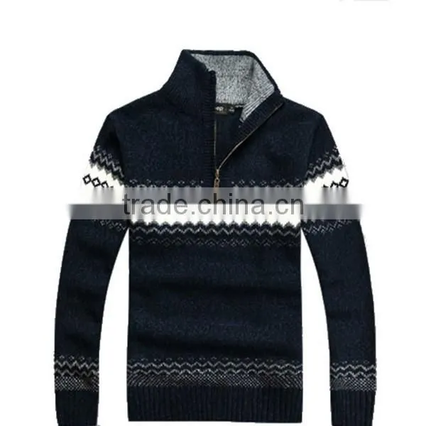 Autumn and Winter Wool Knitting Pattern 1/4 Zipper Fashion Men Pullover photo-3