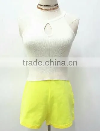 Runwaylover Europe Style 2017 Ladies Fashion 100% Cotton High Waist Shorts With Side Zipper photo-2
