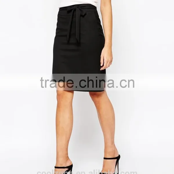 Fashion Ladies Office Uniform Design Tie Waist Pencil Skirt photo-4