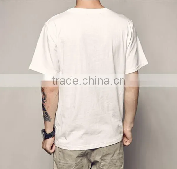 Cheap Bulk Custom Plain Thin White T-shirts With Pocket photo-2