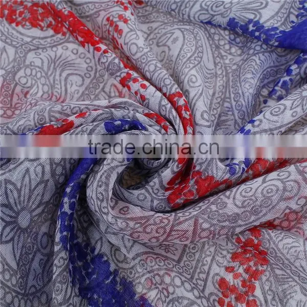 Voile Scarves & Wraps Rectangle Blue French Gray Grid Checker Cheap Scarves photo-2