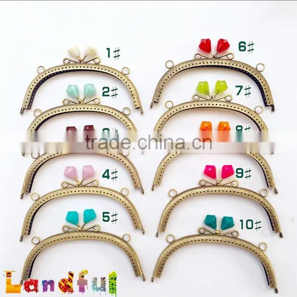 12.5cm 5 Inch Bronze Round Candy Diamond Kiss Lock Metal Handbag Frame photo-6